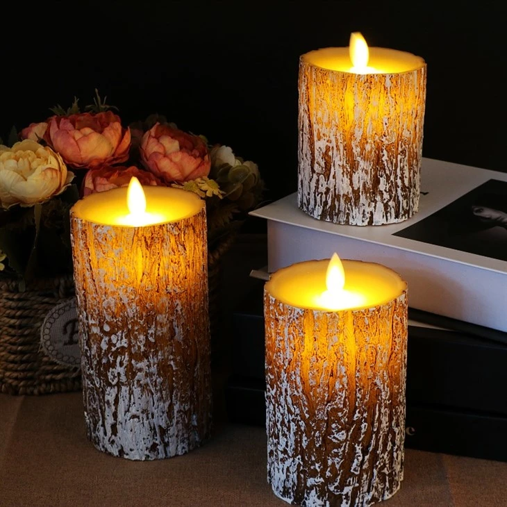 LED Candles 3 Pieces - Battery Candles, Column Candles Battery Operated With Remote Control And Timer - Pine Tree LED Candles 3 Pieces - Battery Candles, Column Candles Battery Operated With Remote Control And Timer - Pine Tree