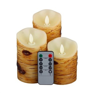 Xemgħat LED 3 Biċċiet - Xemgħat tal-Batterija, Xemgħat tal-Kolonna Mħaddma minn Batterija B'Kontroll Remot U Timer